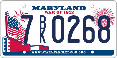MD license plate 7BK0268