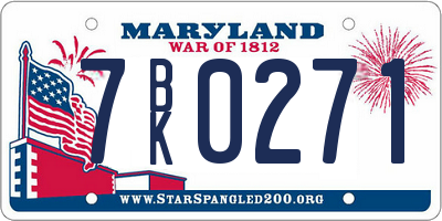 MD license plate 7BK0271