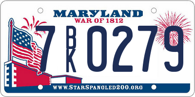 MD license plate 7BK0279