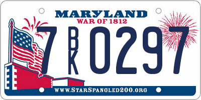 MD license plate 7BK0297