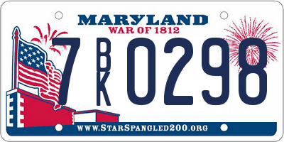 MD license plate 7BK0298