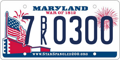 MD license plate 7BK0300