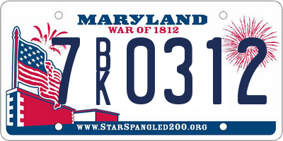 MD license plate 7BK0312