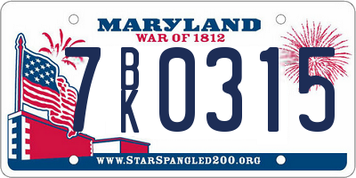 MD license plate 7BK0315