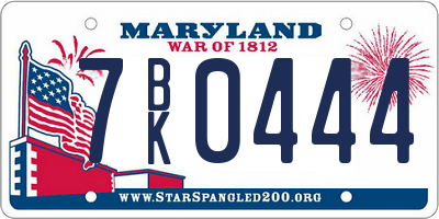 MD license plate 7BK0444