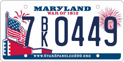MD license plate 7BK0449