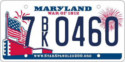 MD license plate 7BK0460