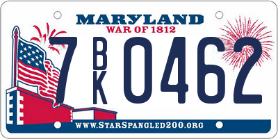 MD license plate 7BK0462