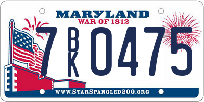 MD license plate 7BK0475