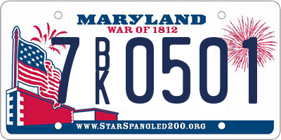 MD license plate 7BK0501