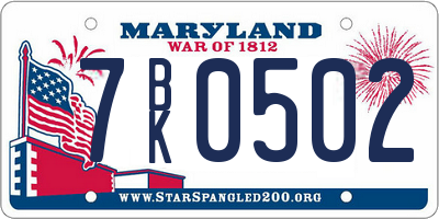 MD license plate 7BK0502