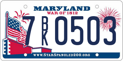 MD license plate 7BK0503