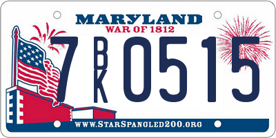 MD license plate 7BK0515