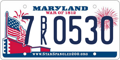 MD license plate 7BK0530