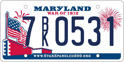 MD license plate 7BK0531