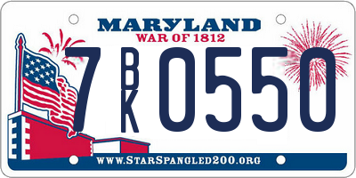 MD license plate 7BK0550