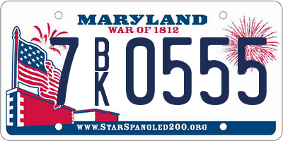 MD license plate 7BK0555
