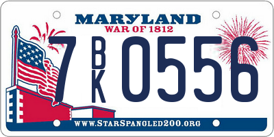 MD license plate 7BK0556