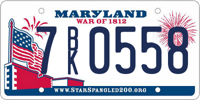 MD license plate 7BK0558