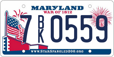 MD license plate 7BK0559