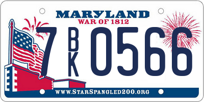 MD license plate 7BK0566