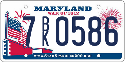MD license plate 7BK0586
