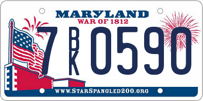 MD license plate 7BK0590