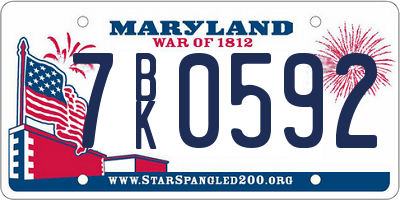 MD license plate 7BK0592