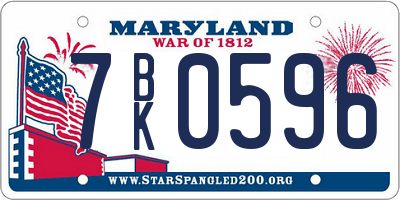 MD license plate 7BK0596