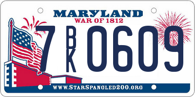 MD license plate 7BK0609
