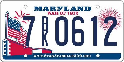 MD license plate 7BK0612