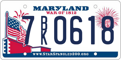 MD license plate 7BK0618