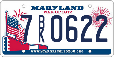 MD license plate 7BK0622