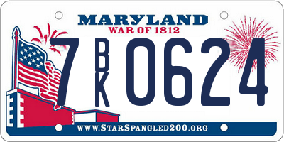 MD license plate 7BK0624