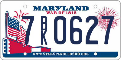 MD license plate 7BK0627