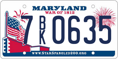 MD license plate 7BK0635