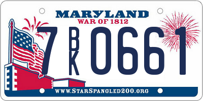 MD license plate 7BK0661