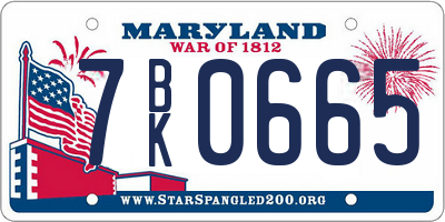 MD license plate 7BK0665