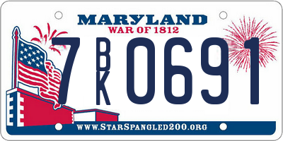 MD license plate 7BK0691