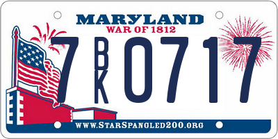 MD license plate 7BK0717