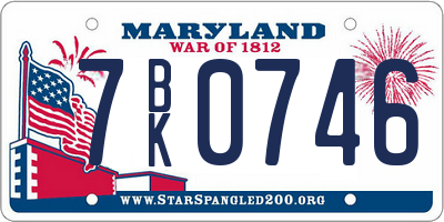 MD license plate 7BK0746
