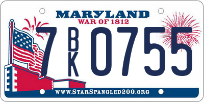 MD license plate 7BK0755