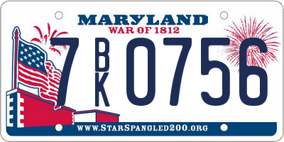 MD license plate 7BK0756
