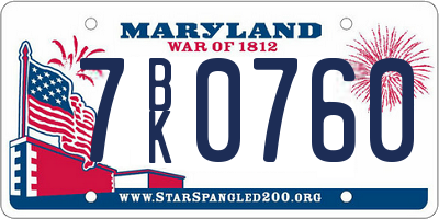 MD license plate 7BK0760
