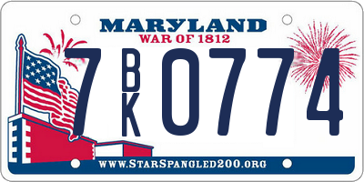 MD license plate 7BK0774