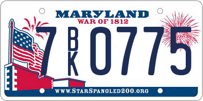 MD license plate 7BK0775