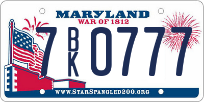 MD license plate 7BK0777