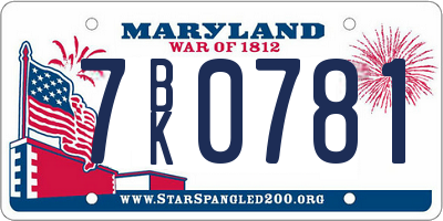 MD license plate 7BK0781