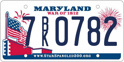 MD license plate 7BK0782