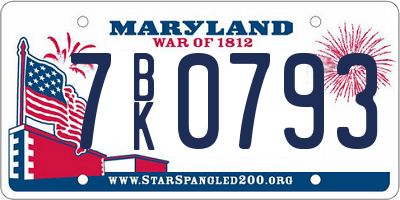 MD license plate 7BK0793
